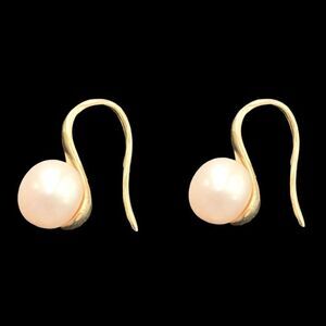 Men’s Freshwater Pearl Fishhook Drop Earrings - Gold Tone over Sterling Silver